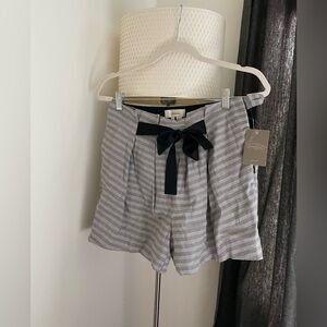 NWT Anthropologie elevenses gray paper bag shorts with ribbon waist tie (size 4)